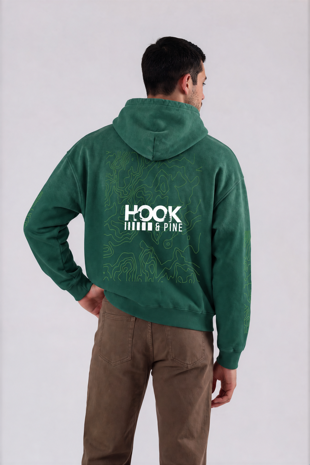 Heavyweight Topography Hoodie - Green - back