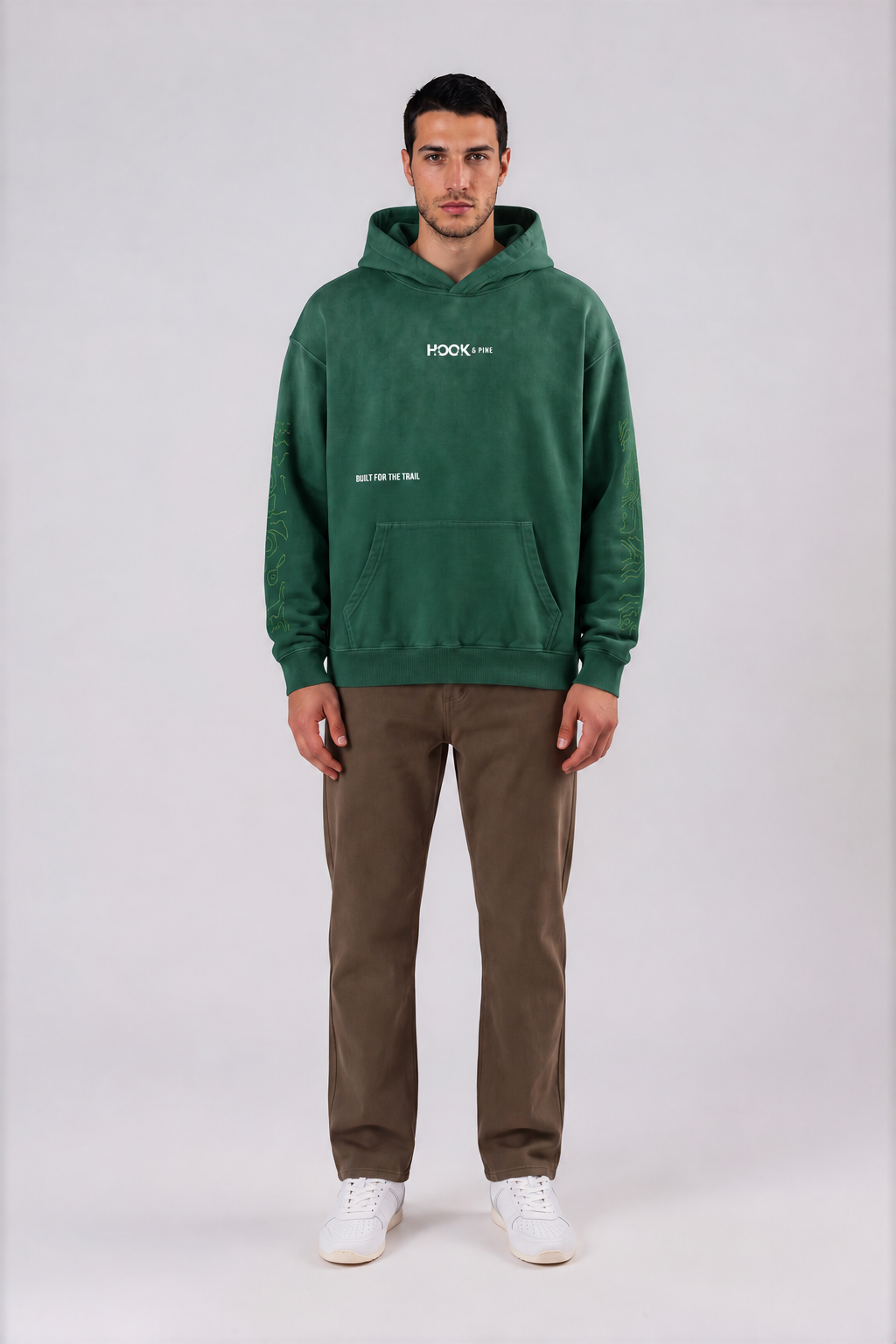 Heavyweight Topography Hoodie - Green - front