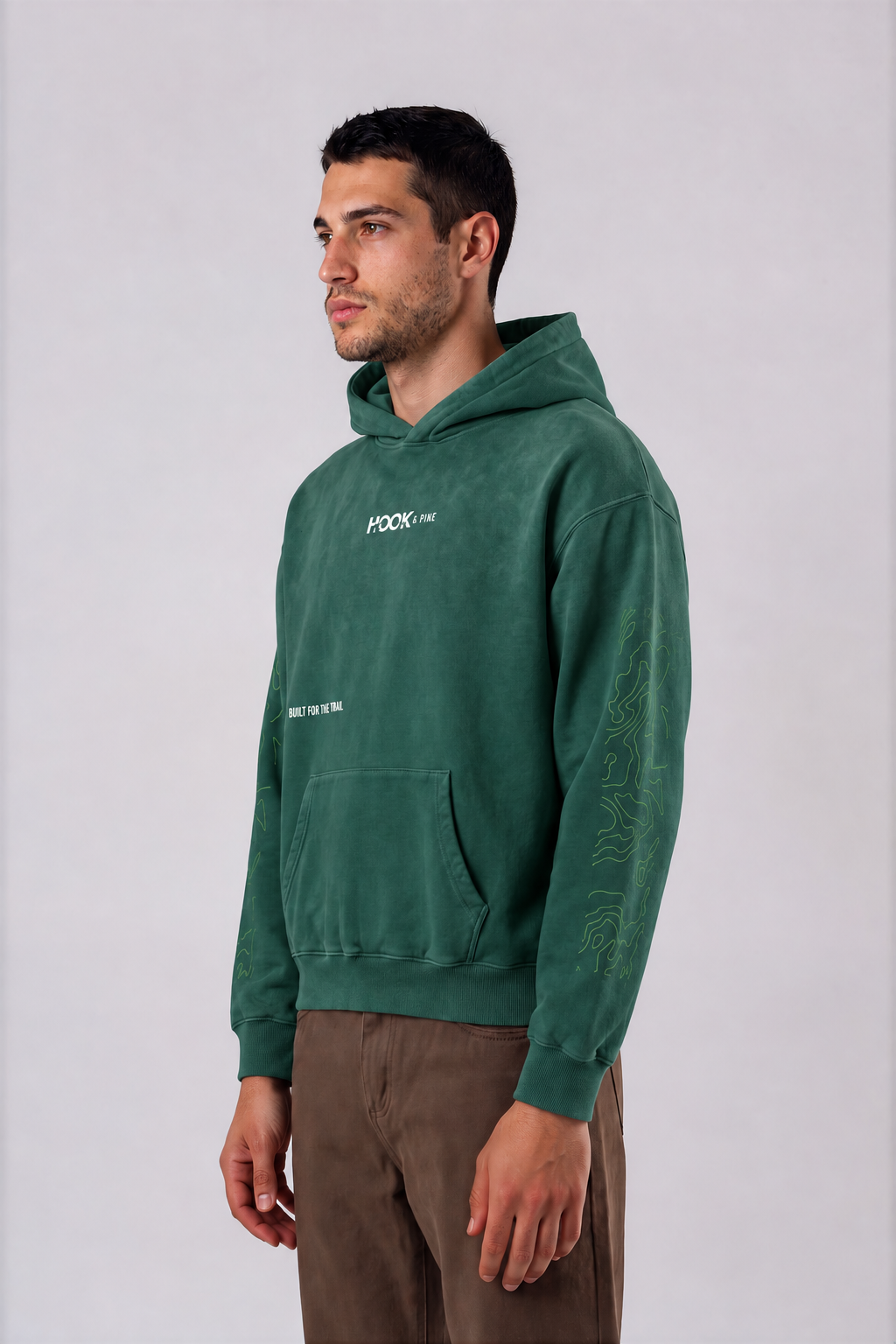 Heavyweight Topography Hoodie - Green - side