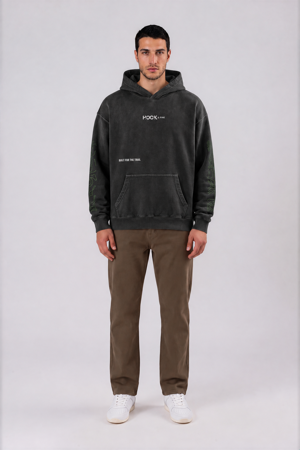 Heavyweight Topography Hoodie - Black - front