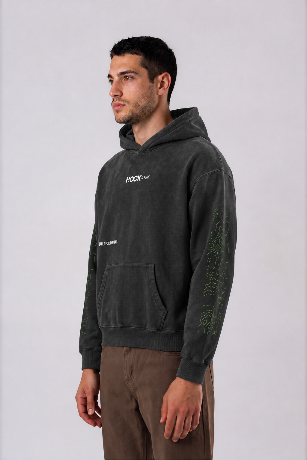 Heavyweight Topography Hoodie - Black - side