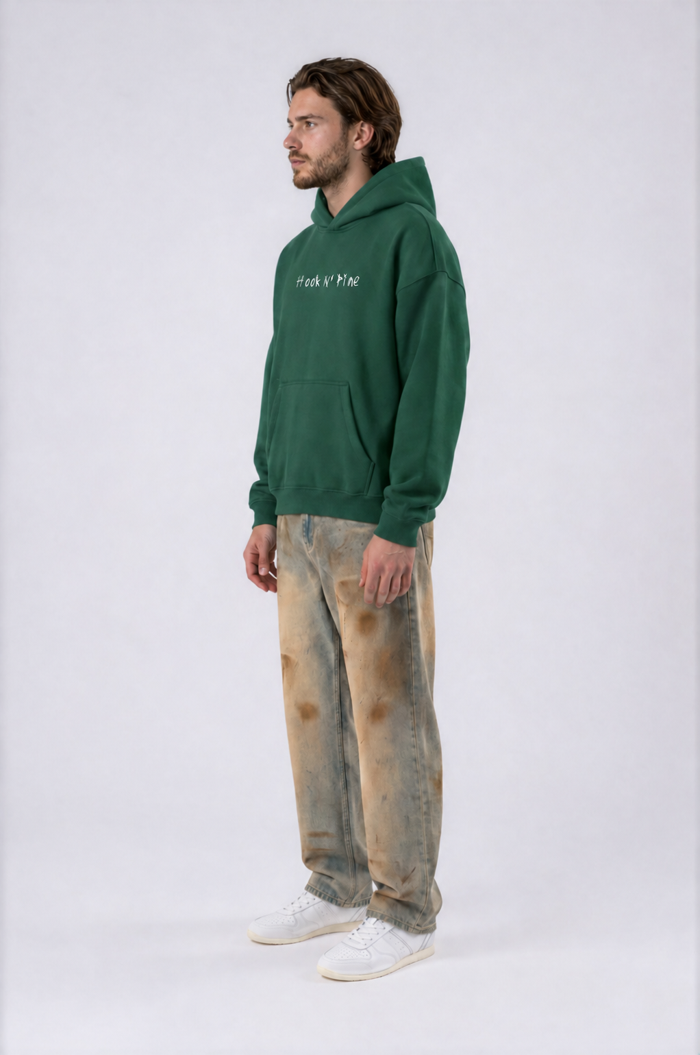 Spooky Logo Oversized Boxy Hoodie - Dark Green - side - m