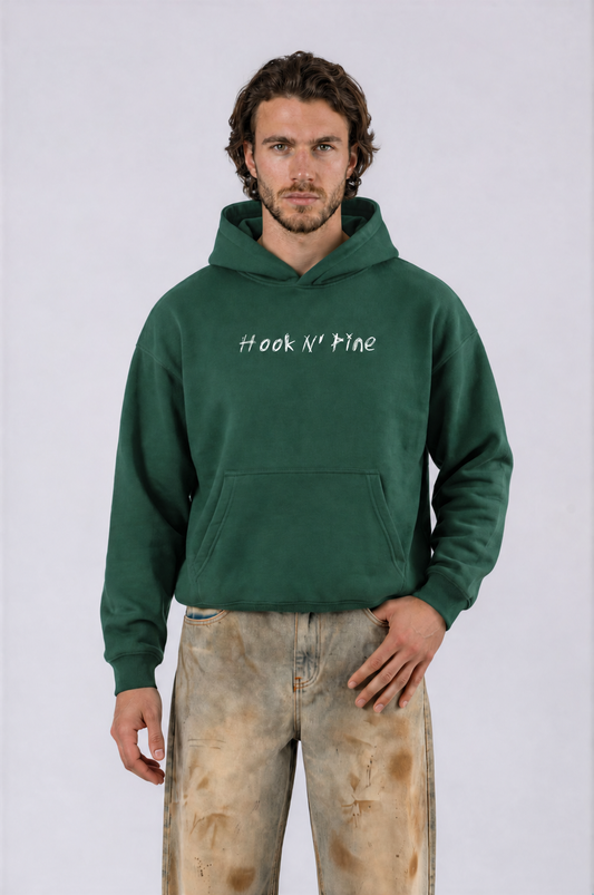 Spooky Logo Oversized Boxy Hoodie - Dark Green - front - m