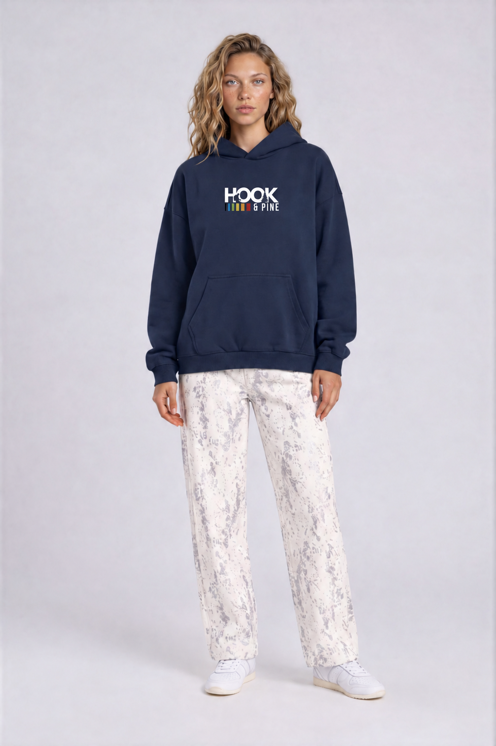 Heavyweight Logo Hoodie - Navy Blue - front