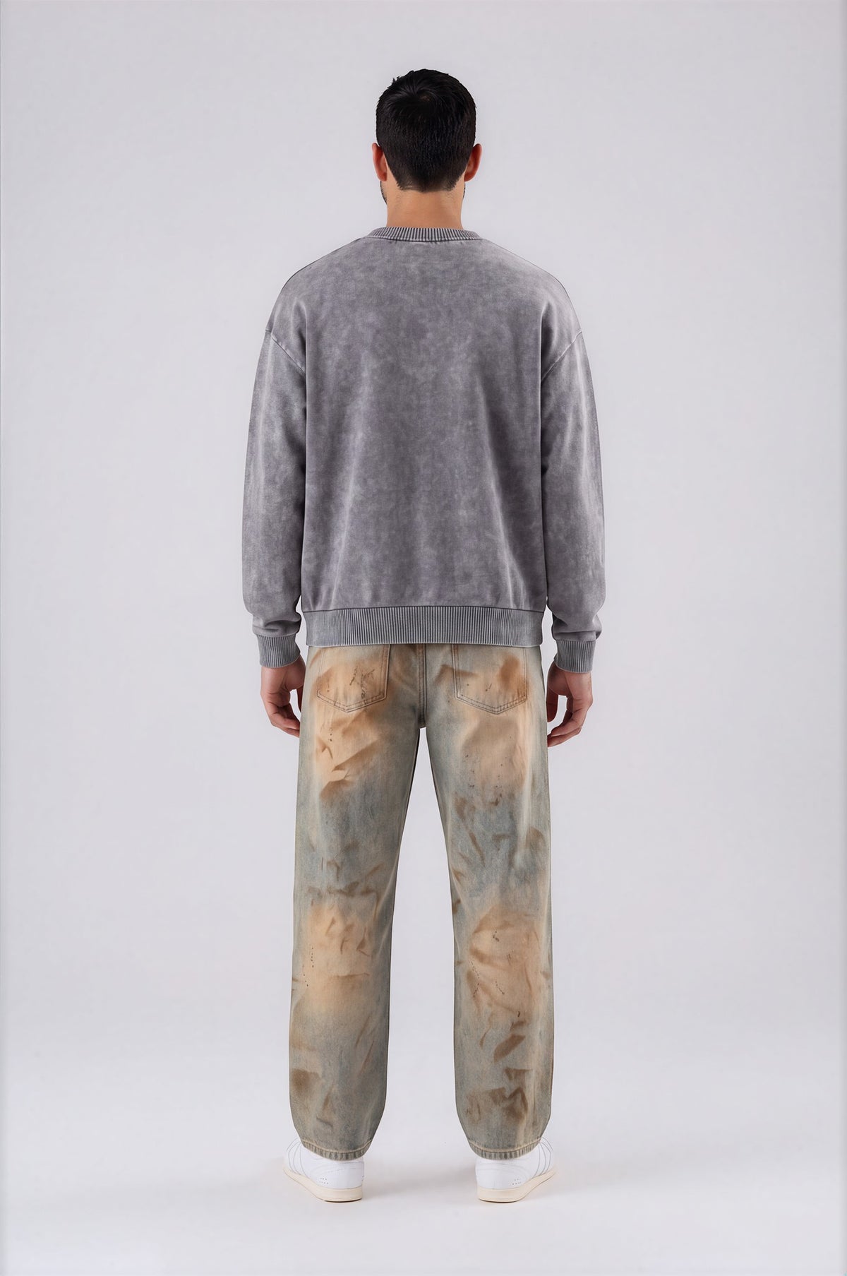 Men's Oversized Lightweight Sweater - Gray - back - m