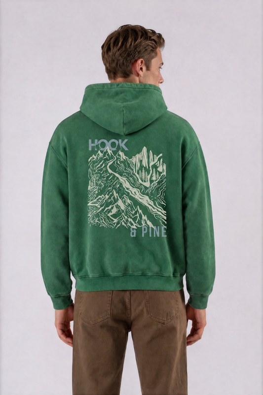 Alpine Oversized Hoodie - Dark Green - back - m