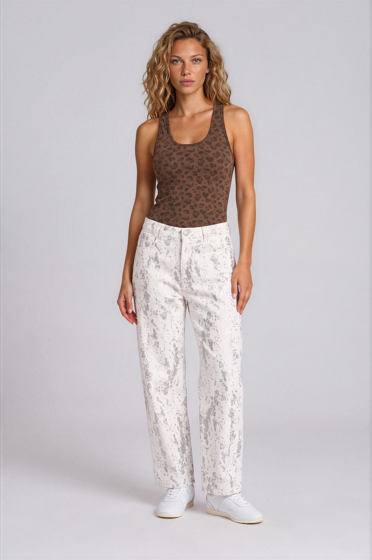 Women’s Leopard Print Tank Top - Leopard Brown - front