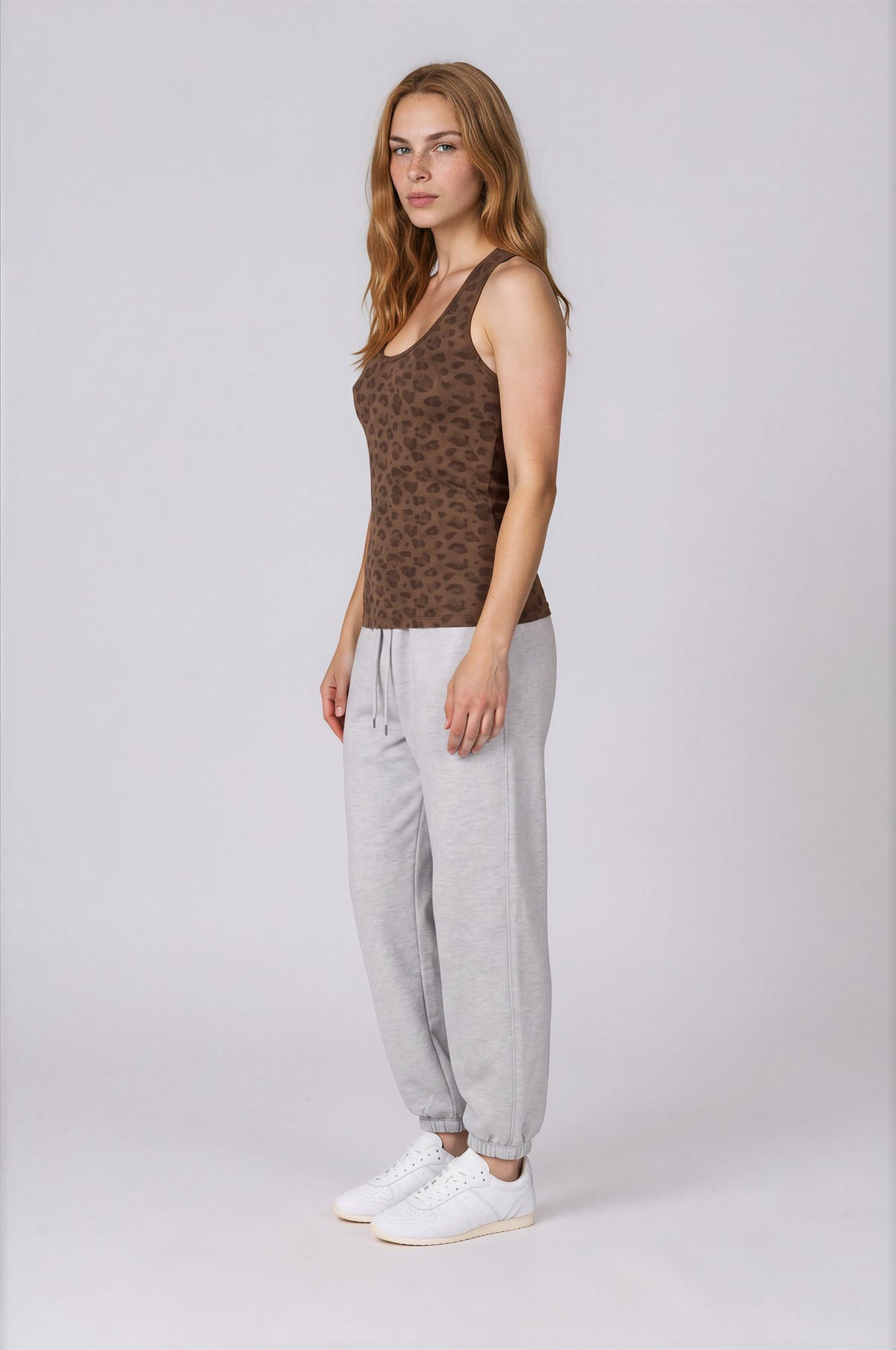 Women’s Leopard Print Tank Top - Leopard Brown - side