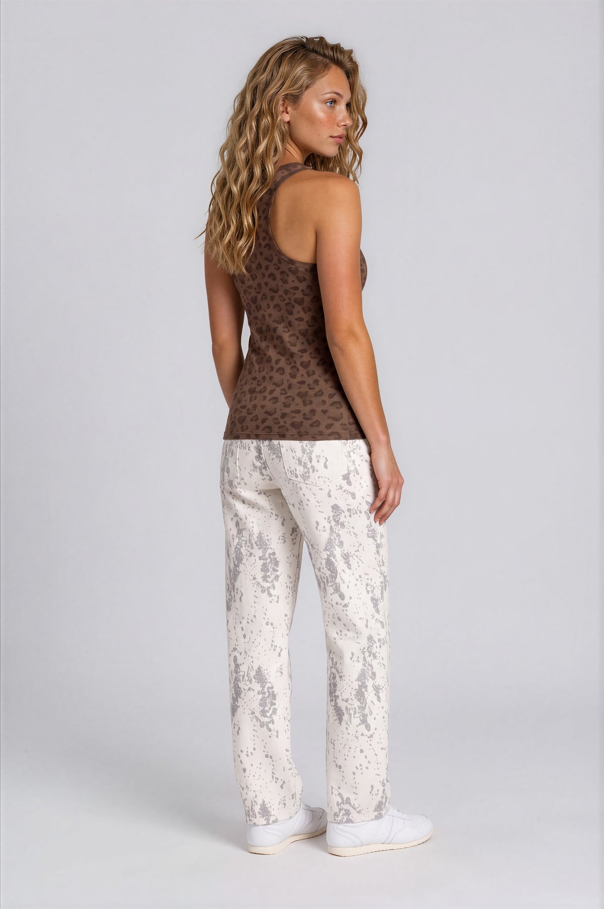 Women’s Leopard Print Tank Top - Leopard Brown - back