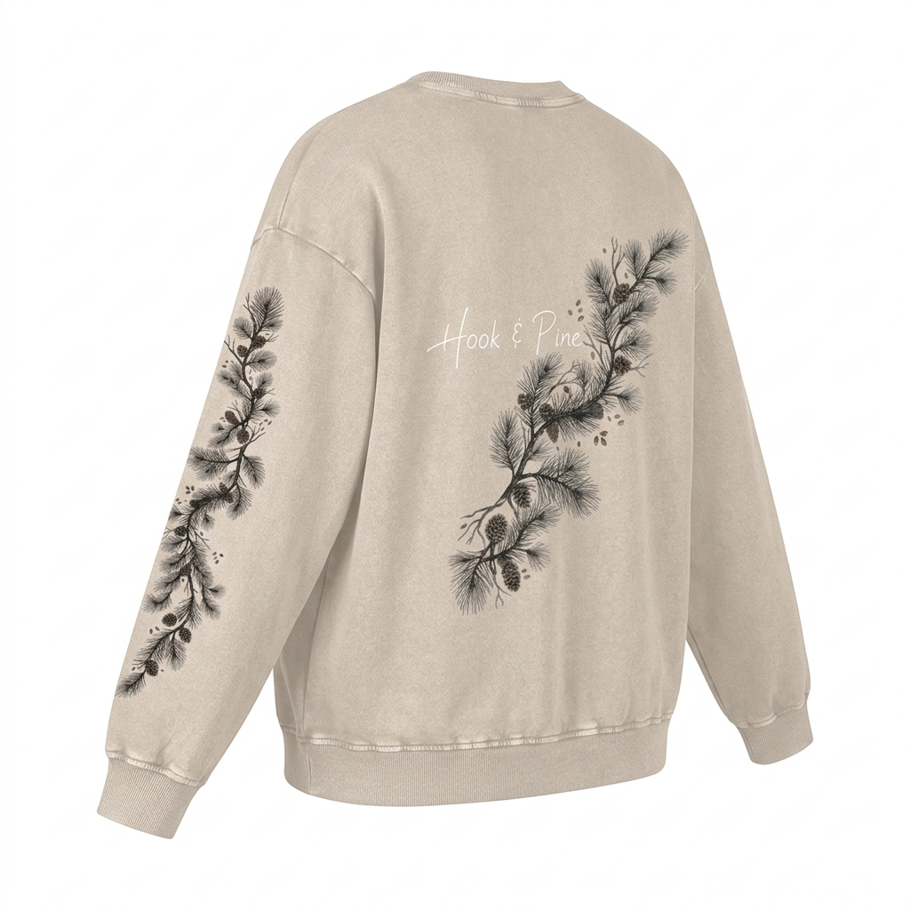 Pine Tree Snug-Collar Retro Crew