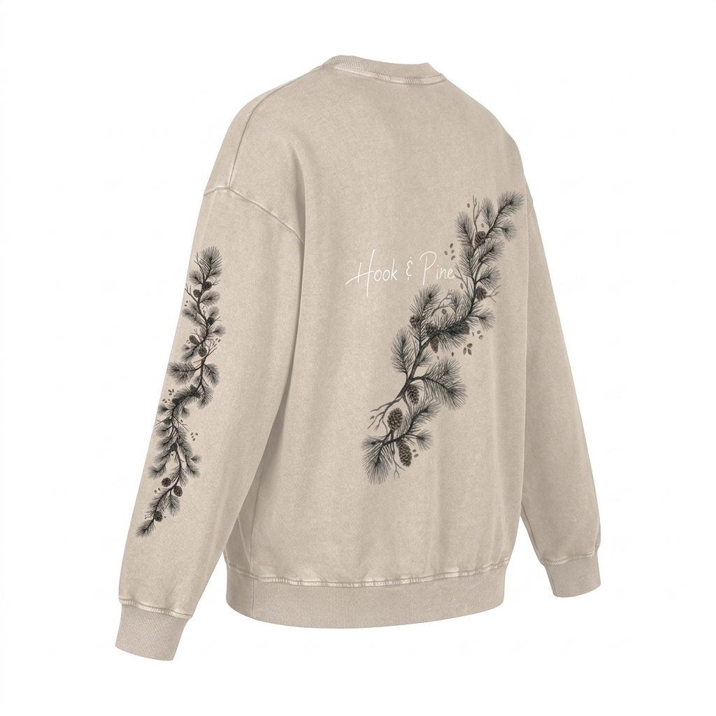 Pine Tree Snug-Collar Retro Crew