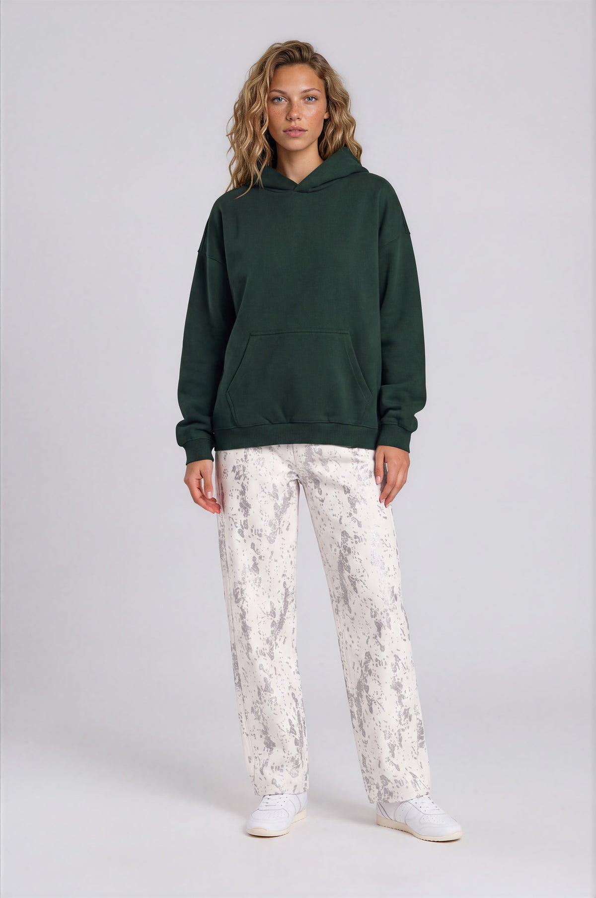 Women's Splatter Barrel Leg Jeans - Leopard White - front - w