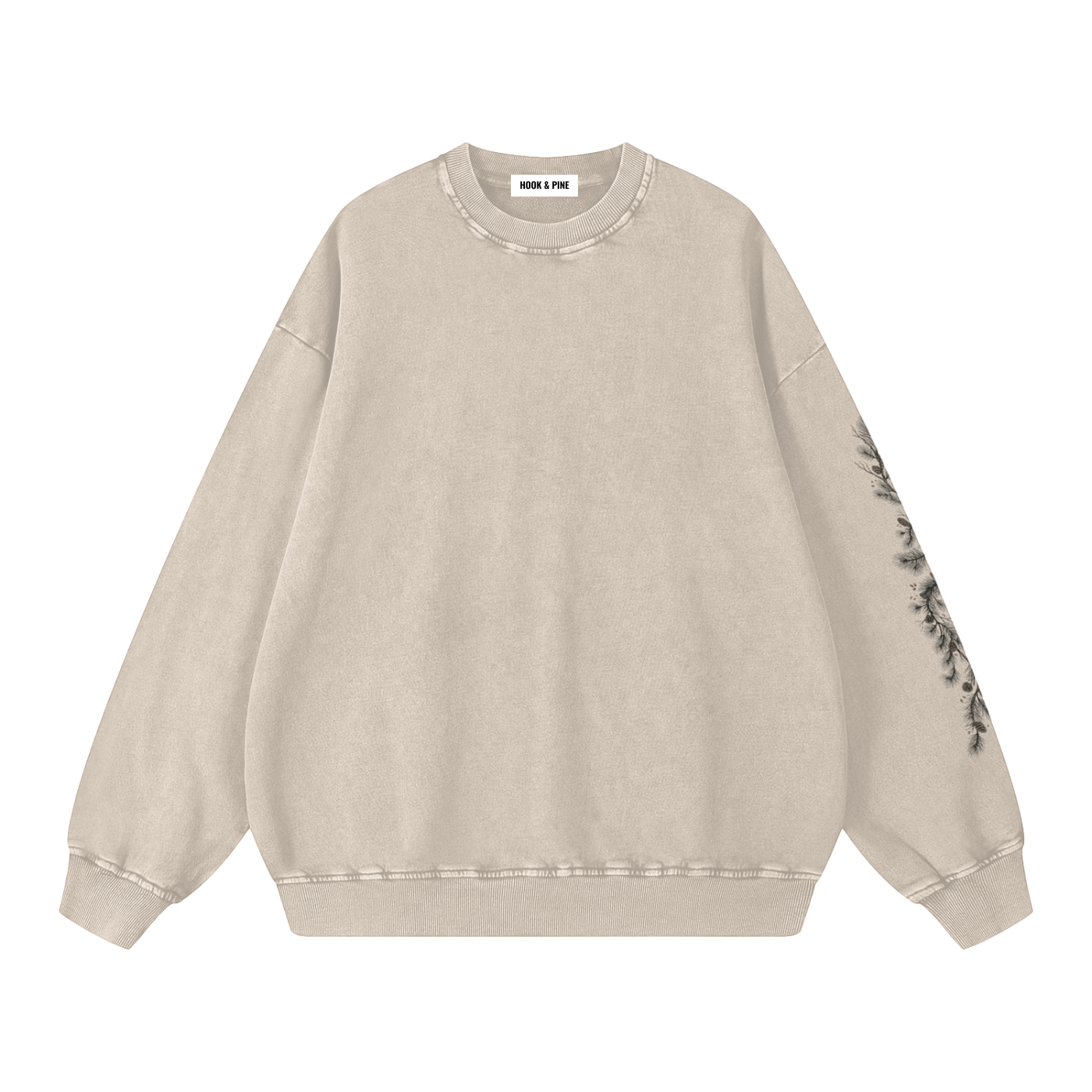 Pine Tree Snug-Collar Retro Crew