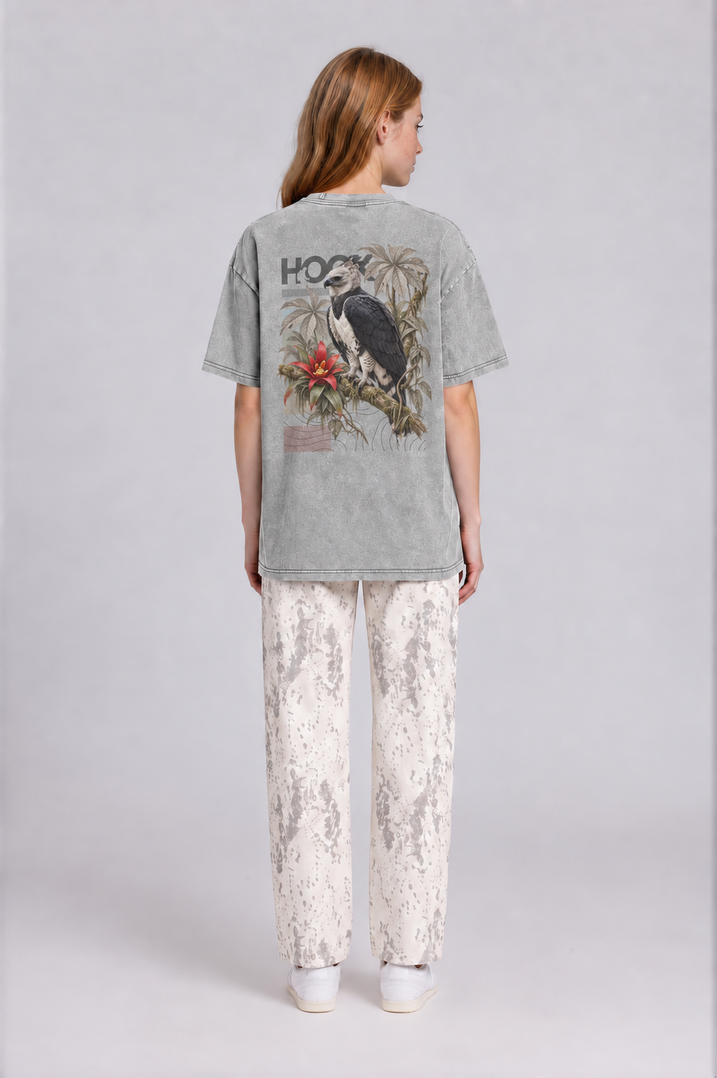 Harpy Eagle Oversized Tee - Light Gray - back