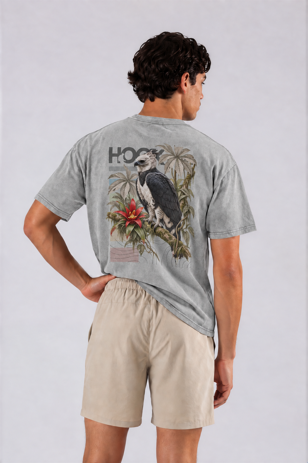 Harpy Eagle Oversized Tee - Light Gray - back