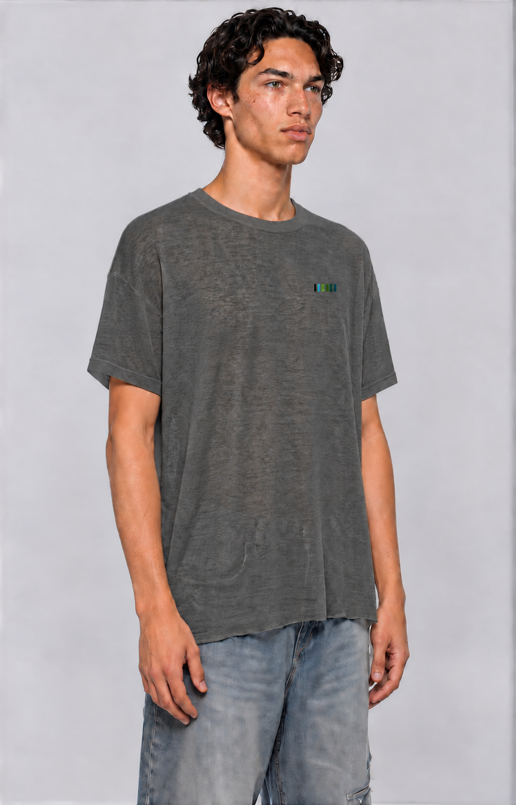 Thin Lyocell Boxy Tee - Gray - side - m