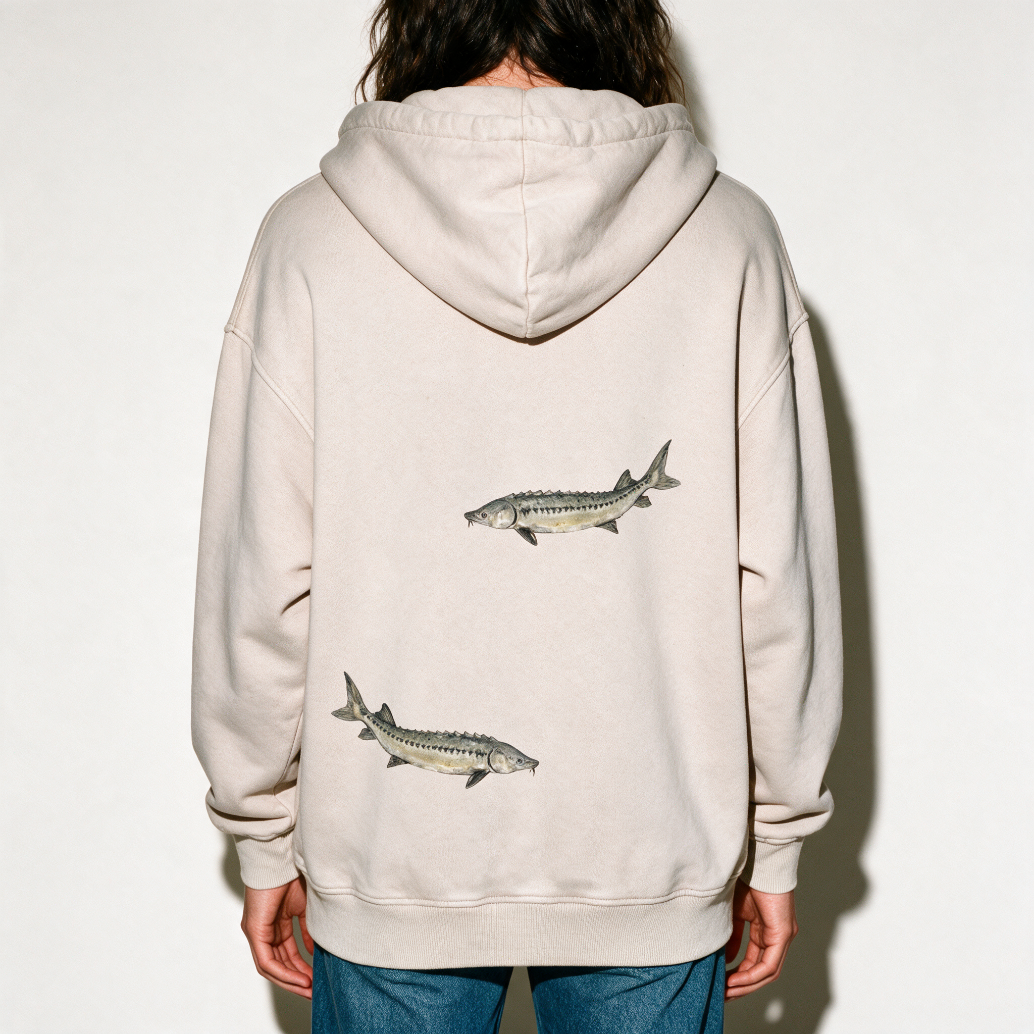 Oversized Sturgeon Hoodie - Mild Apricot - back graphic detail