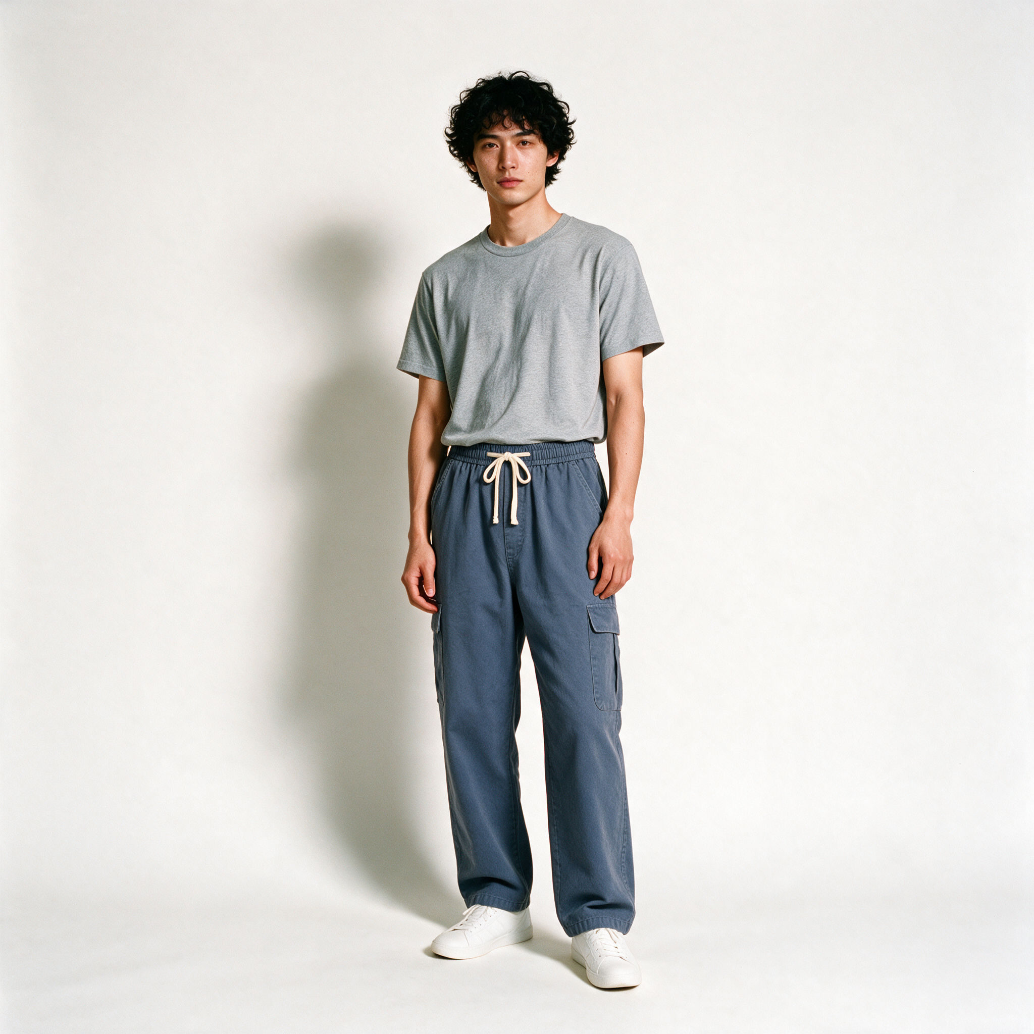 Straight-Leg Cargo Pants Mens - Haze Blue - full body front