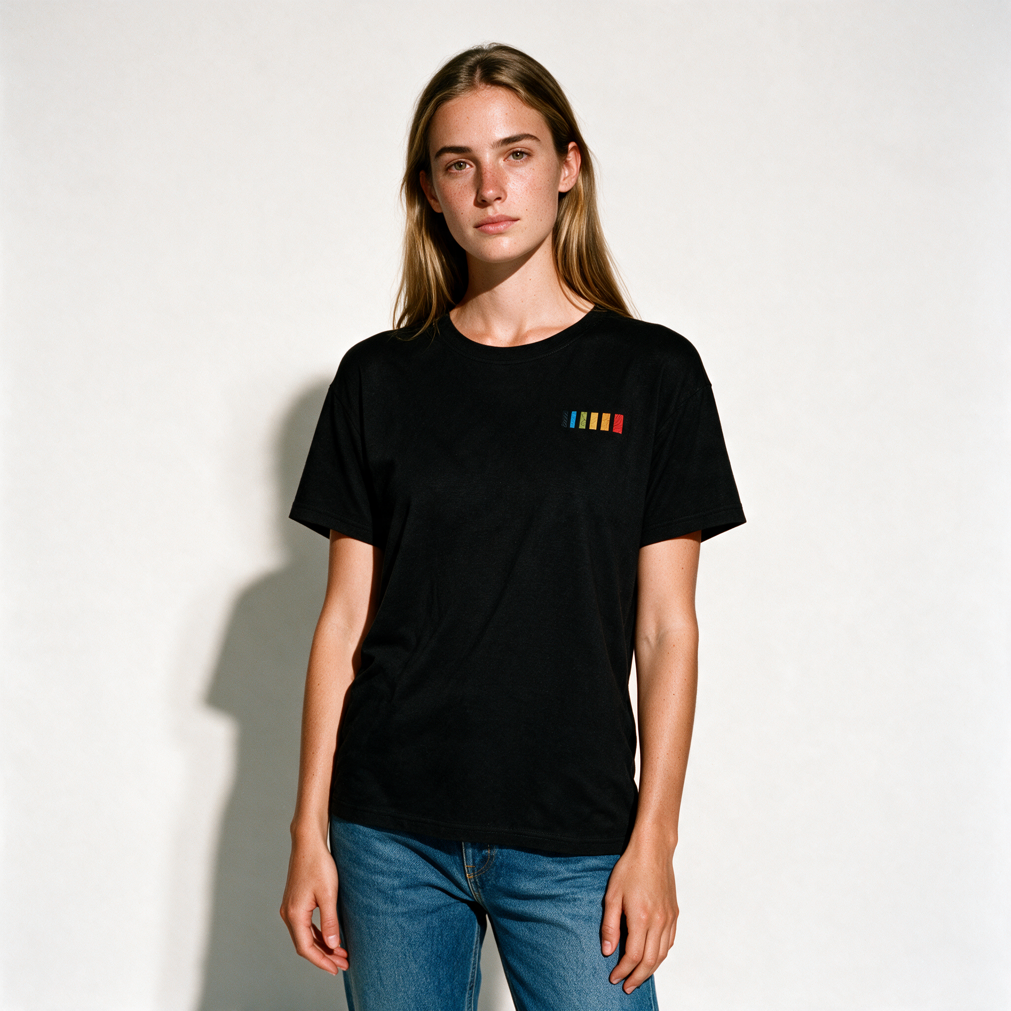 Thin Lyocell Blend Boxy Tee - Black - half body