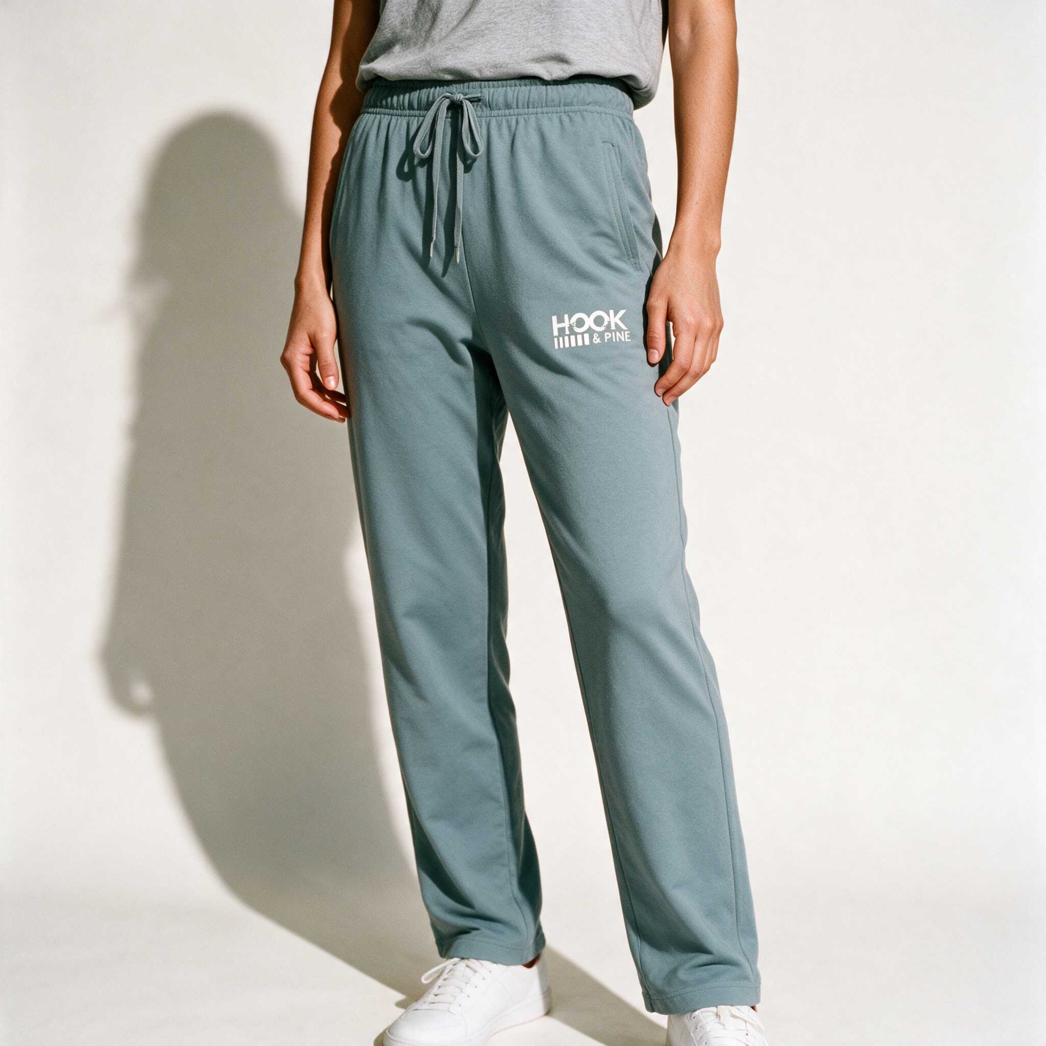 Unisex Lightweight Tapered Track Pants - Gray Blue - waist-down crop, front