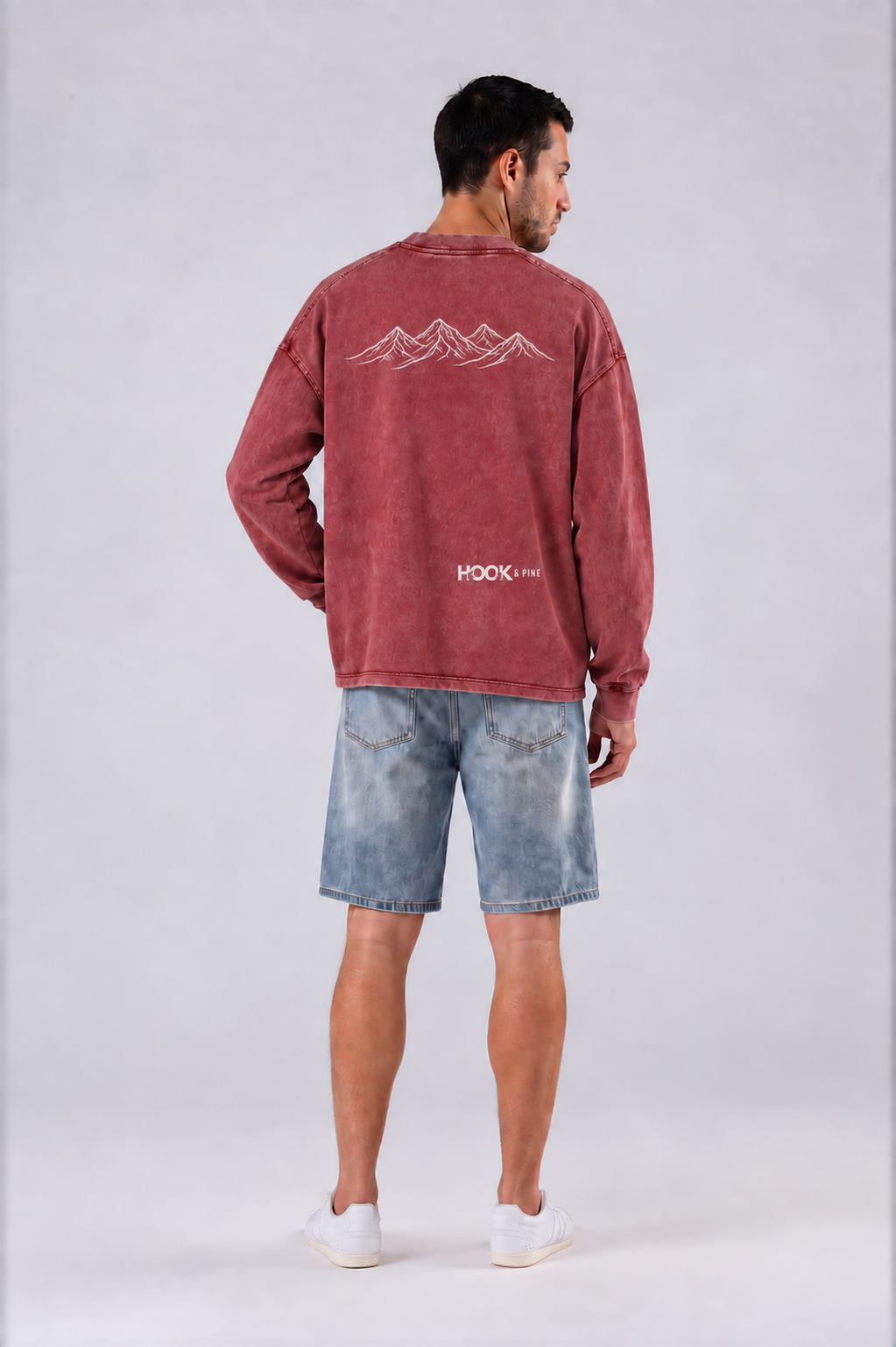 Oversized Mountain Tee - Red - back - m