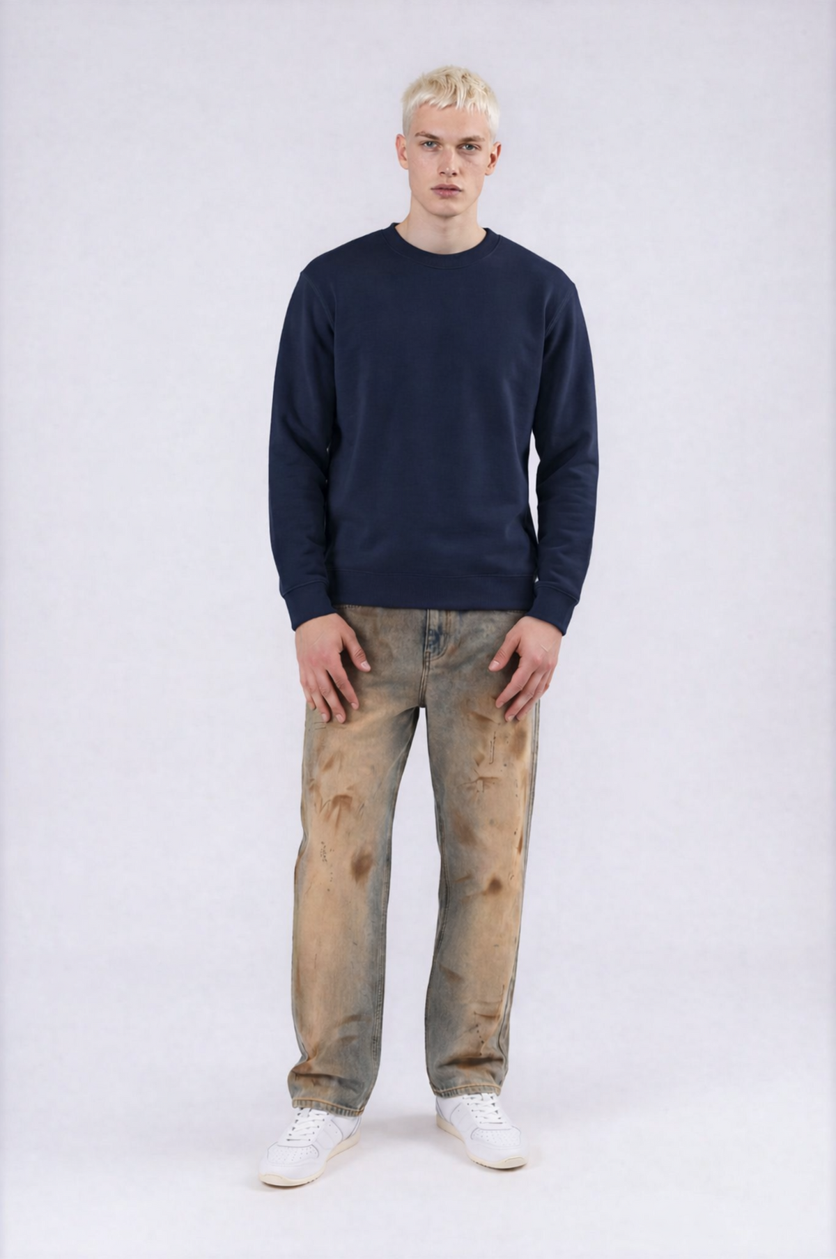 Fall Floral Crewneck - Dark Blue - front - m