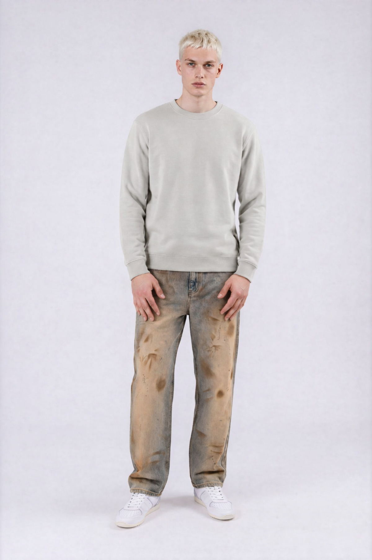 Fall Floral Crewneck - Light Gray - front - m