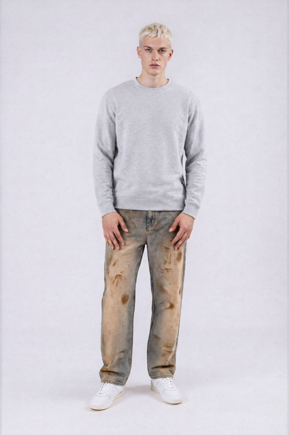 Fall Floral Crewneck - Flower Gray - front - m