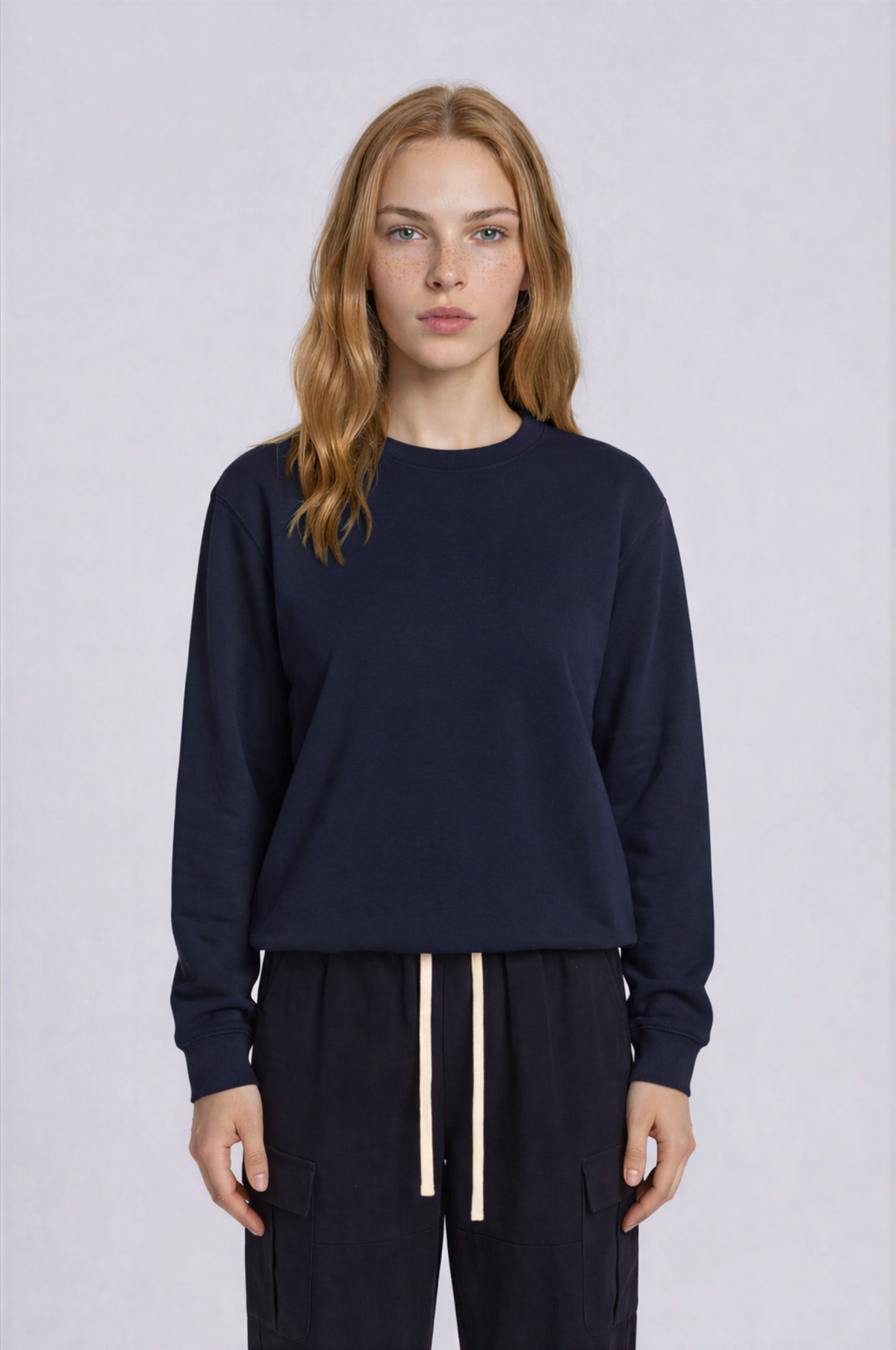 Fall Floral Crewneck - Dark Blue - front - w