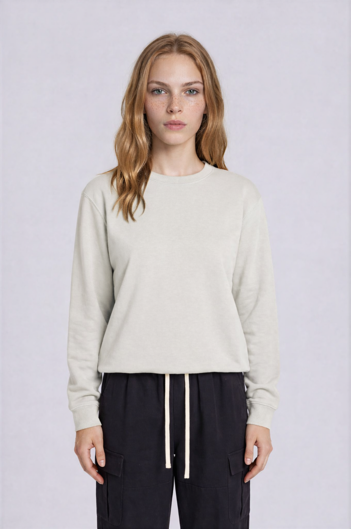 Fall Floral Crewneck - Light Gray - front - w