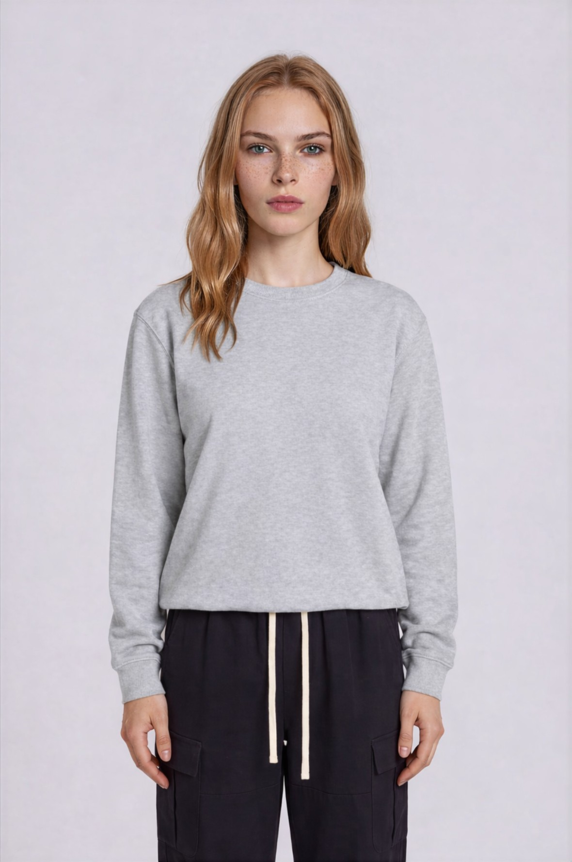 Fall Floral Crewneck - Flower Gray - front - w