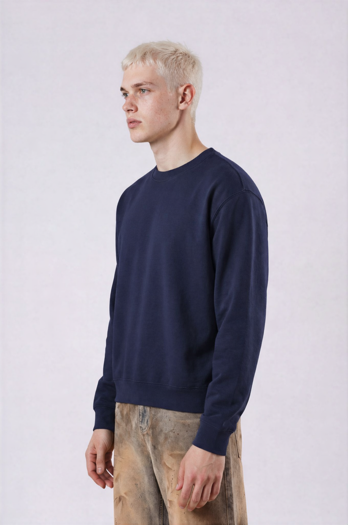 Fall Floral Crewneck - Dark Blue - side - m