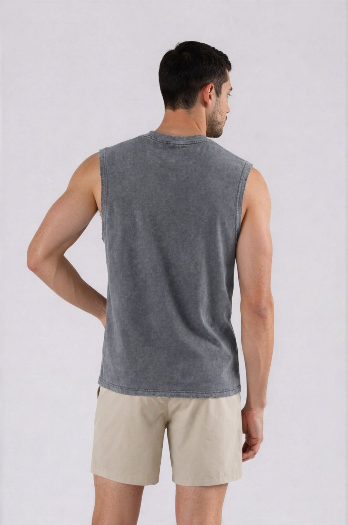 Men's Logo Frayed Cut-Off - Dark Gray - back - m