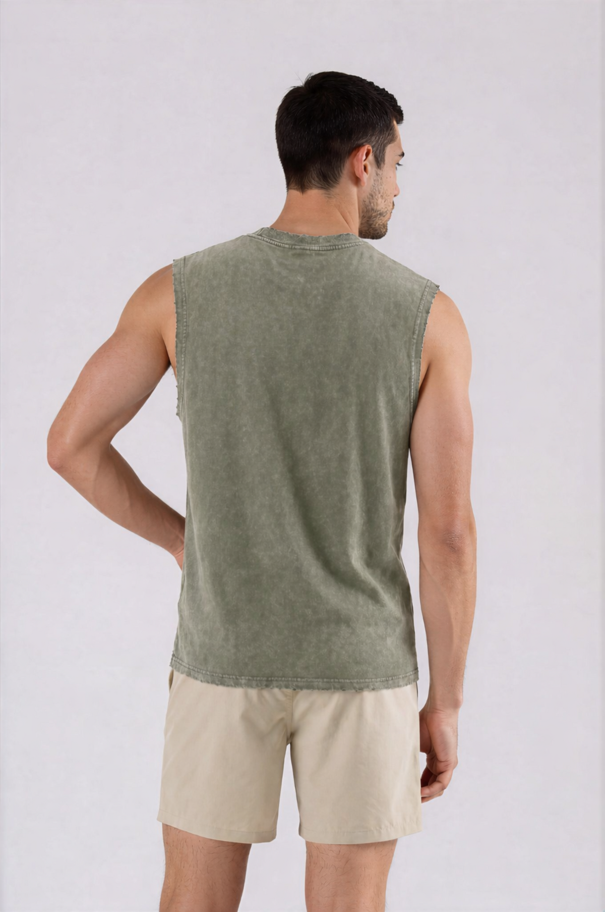 Men's Logo Frayed Cut-Off - Gray Green - back - m