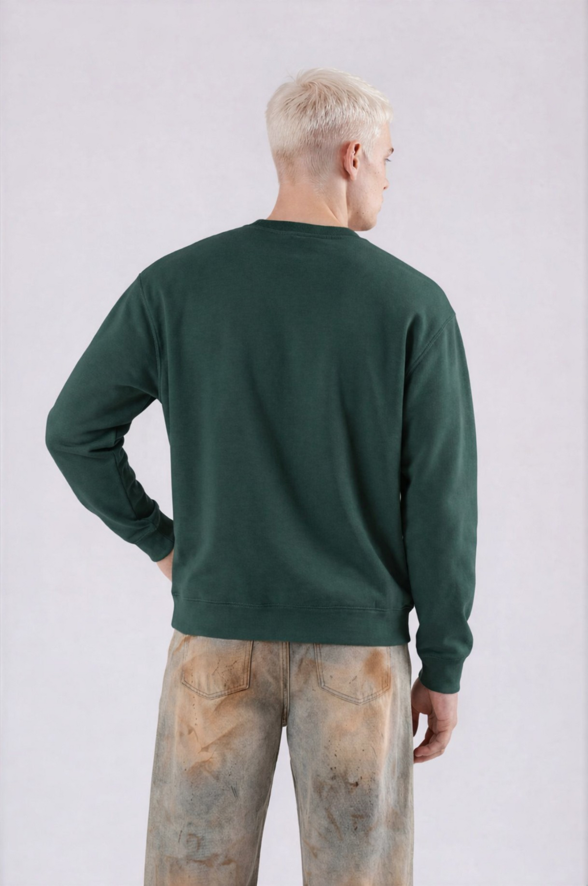 Logo Crewneck Sweatshirt - Army Green - back