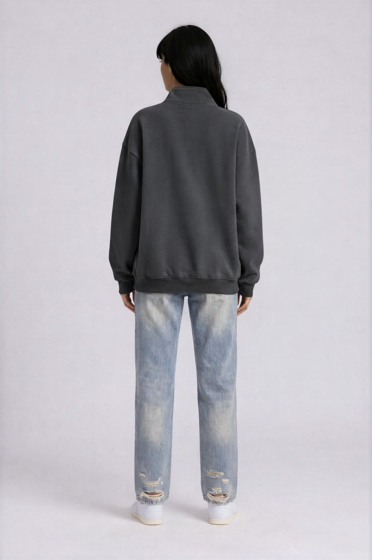 Vintage Wash Fleece Sweatshirt - Black - front - w