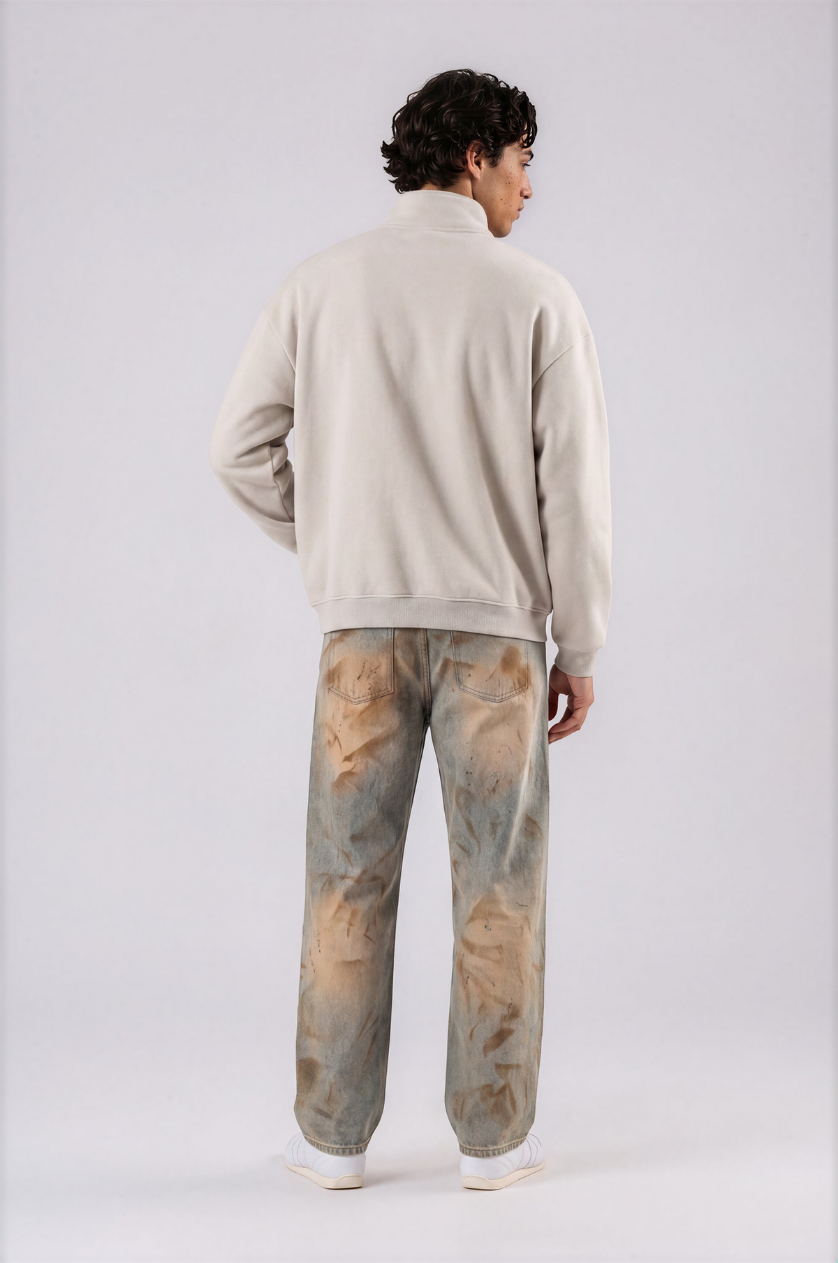 Vintage Wash Fleece Sweatshirt - Light Apricot - back - m
