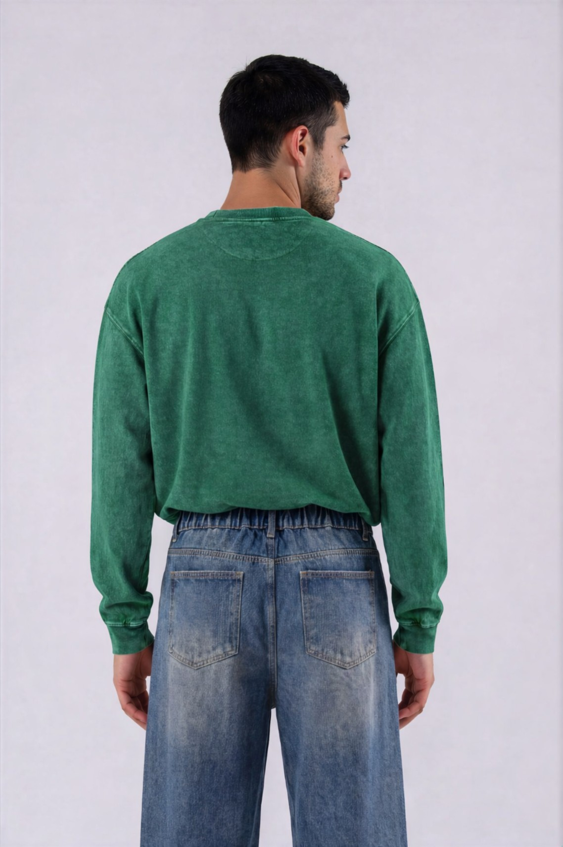 Oversized Mountain Tee - Dark Green - back - m