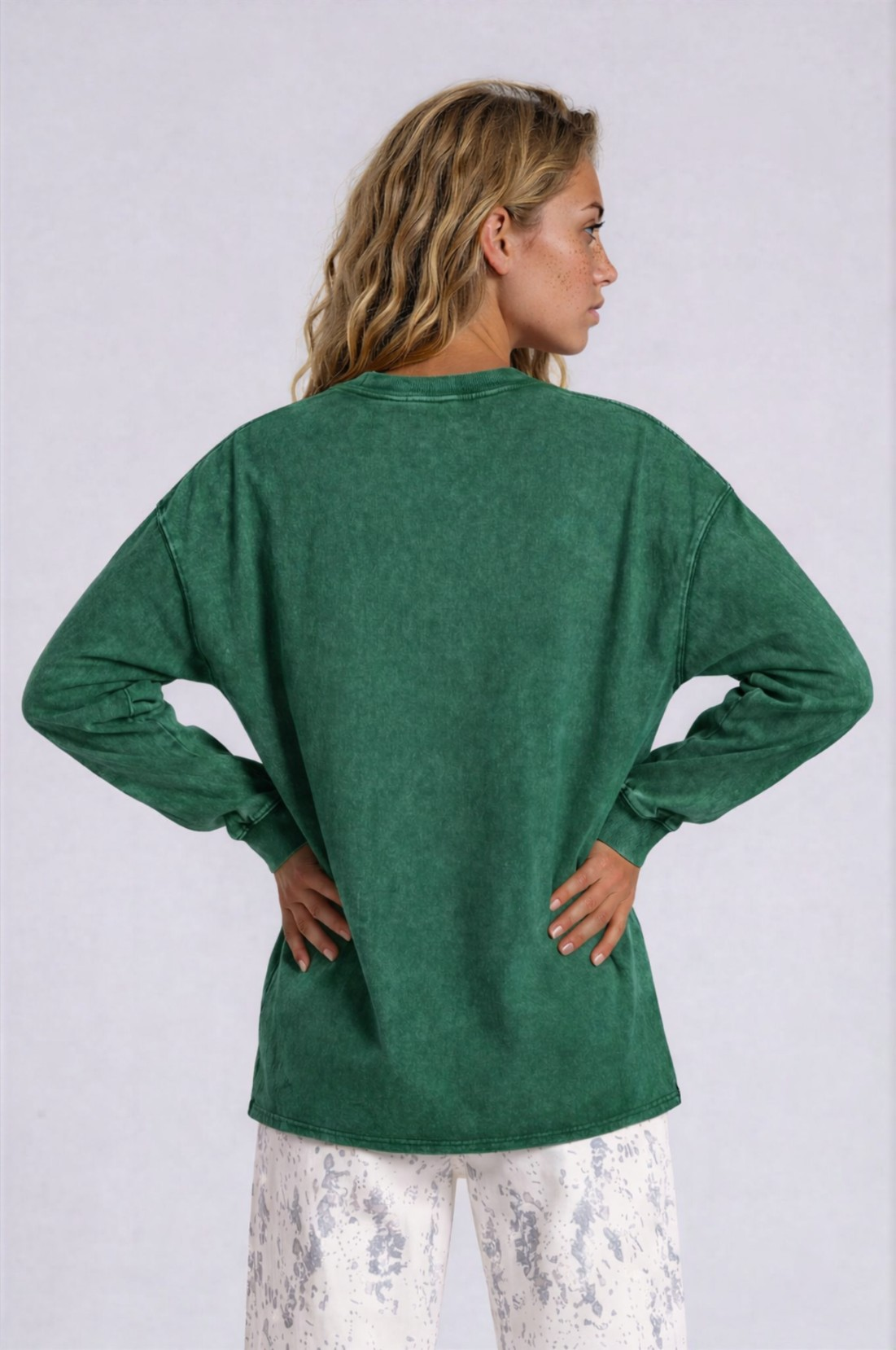 Oversized Mountain Tee - Dark Green - back - w