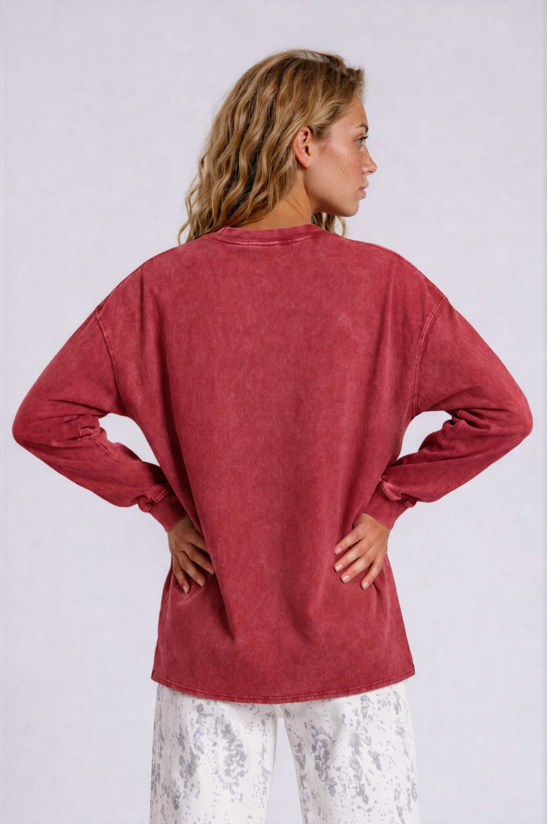 Oversized Mountain Tee - Red - back - w