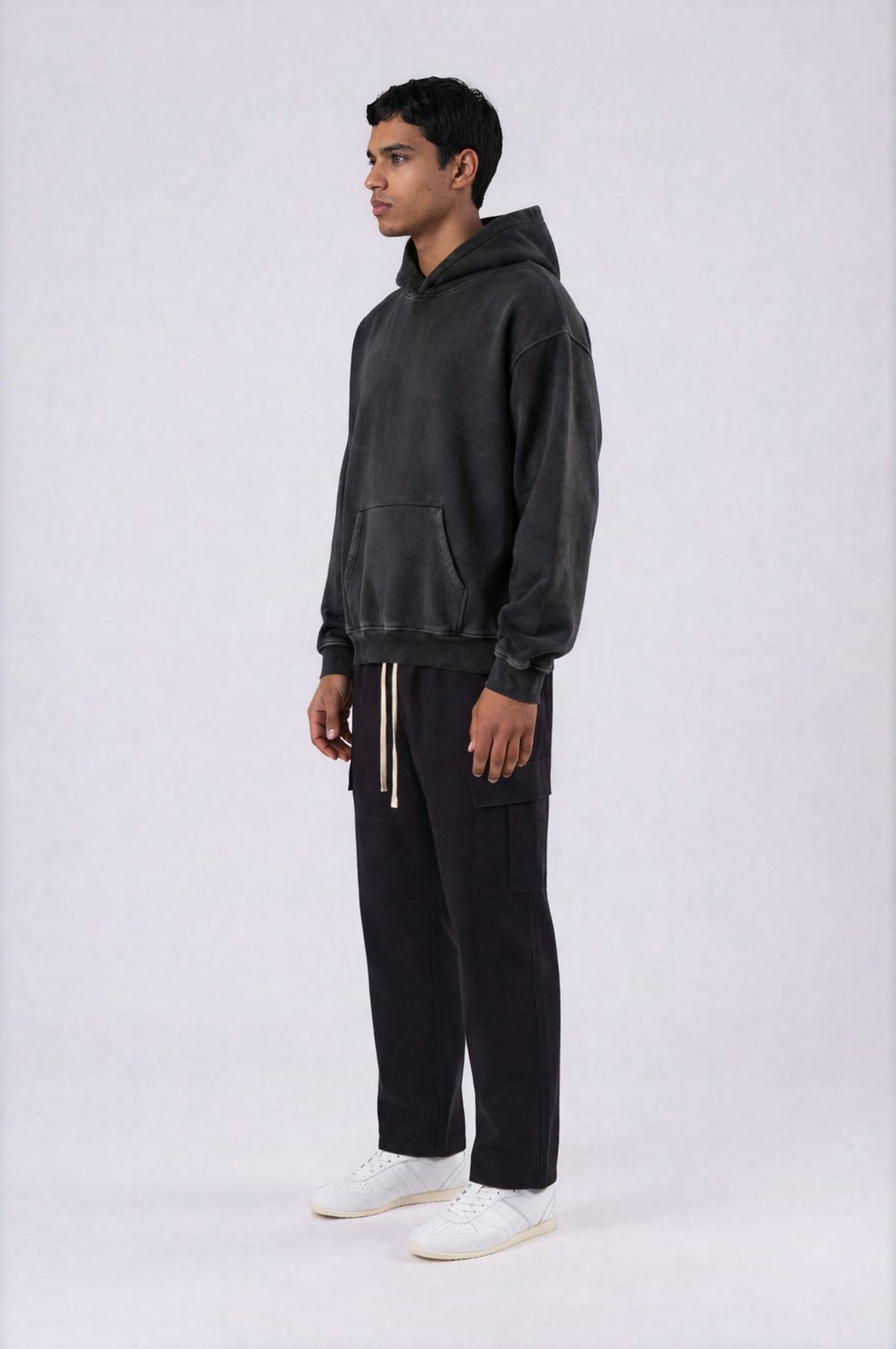 Alpine Oversized Hoodie - Black - side