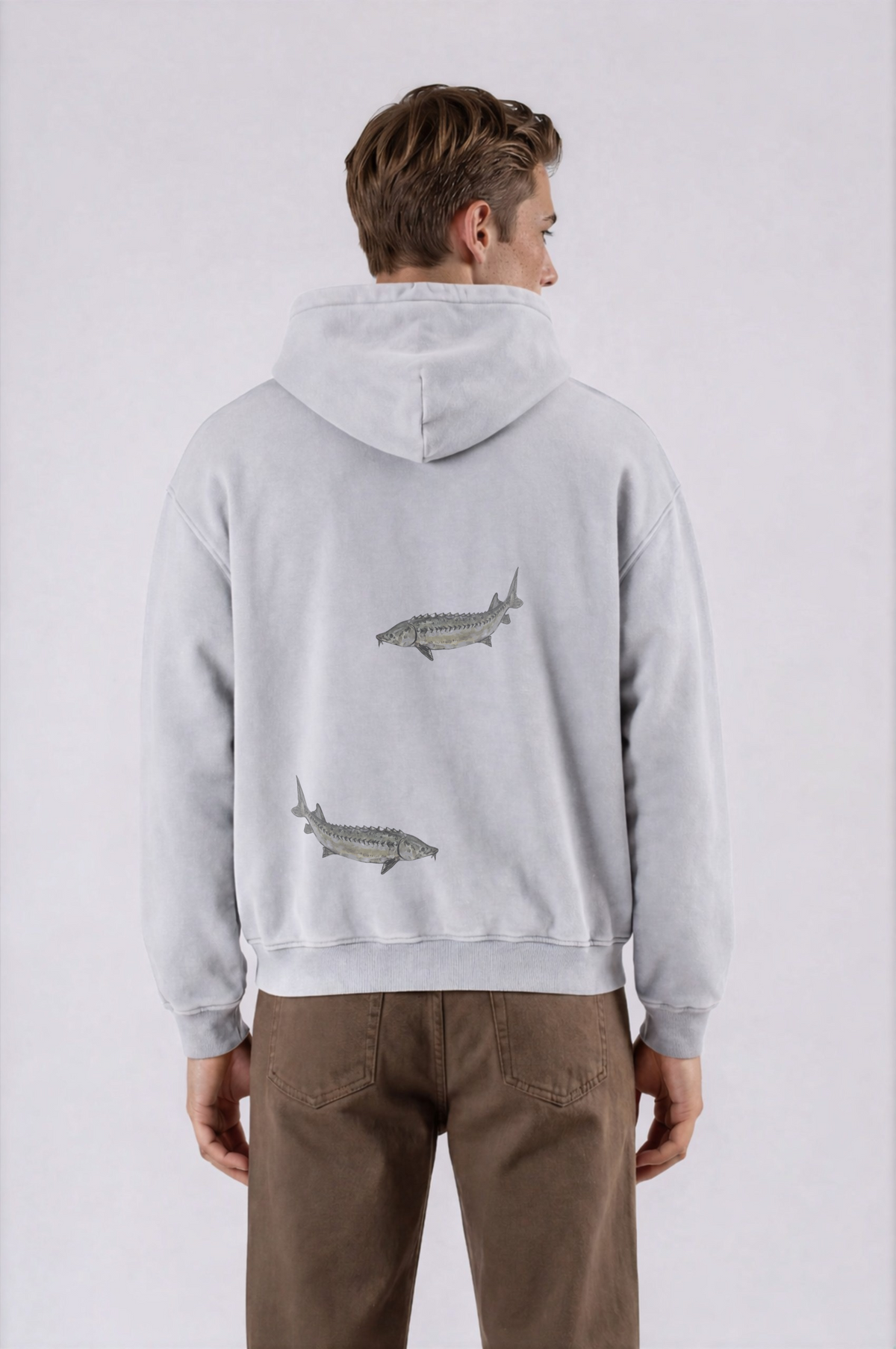 Sturgeon Oversized Hoodie - Light Gray - back - m