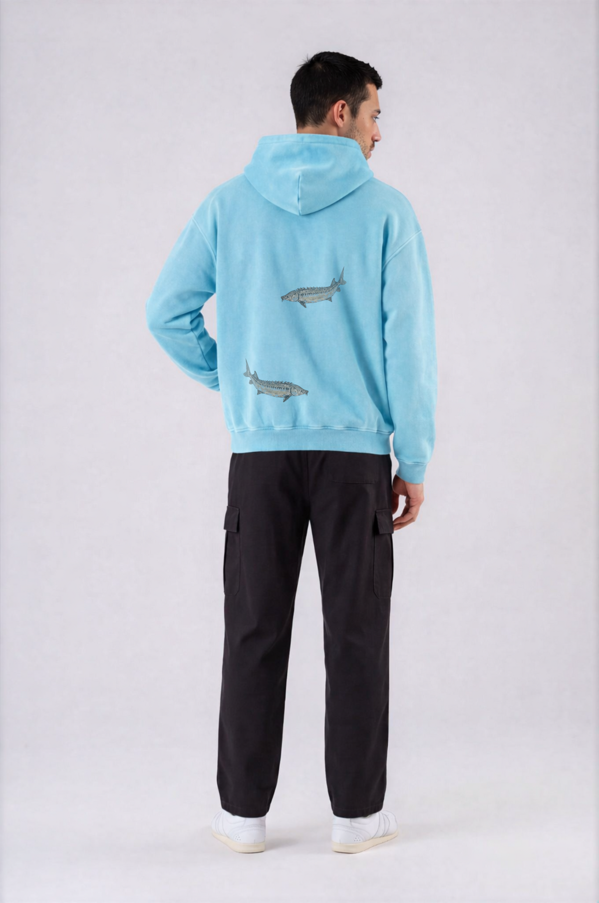 Sturgeon Oversized Hoodie - Lake blue - back - m