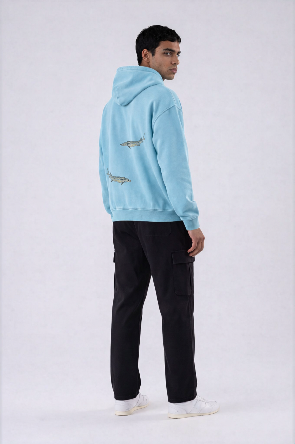 Sturgeon Oversized Hoodie - Lake blue - side - m