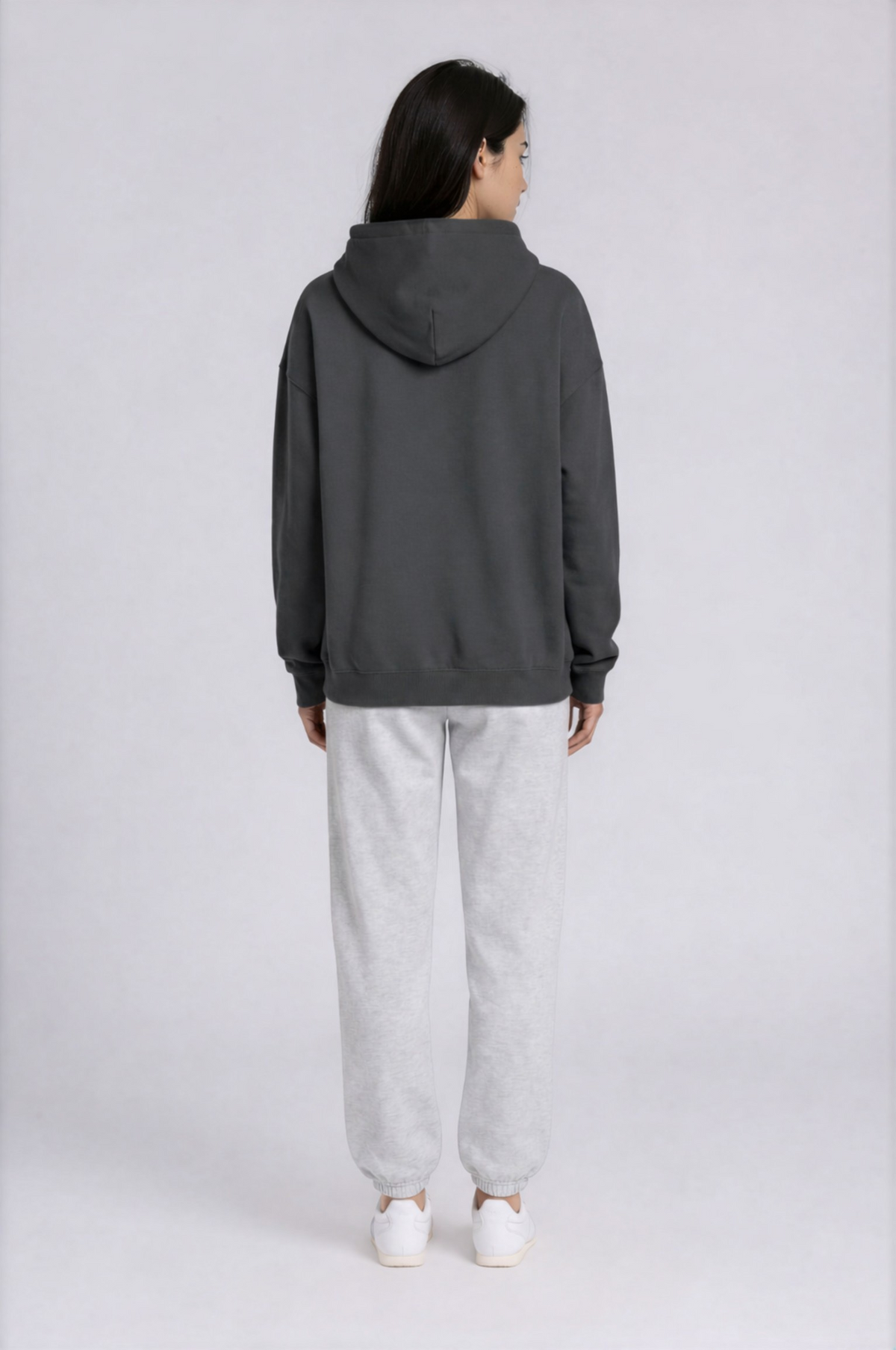 Spooky Logo Oversized Boxy Hoodie - Dark Gray - back - w