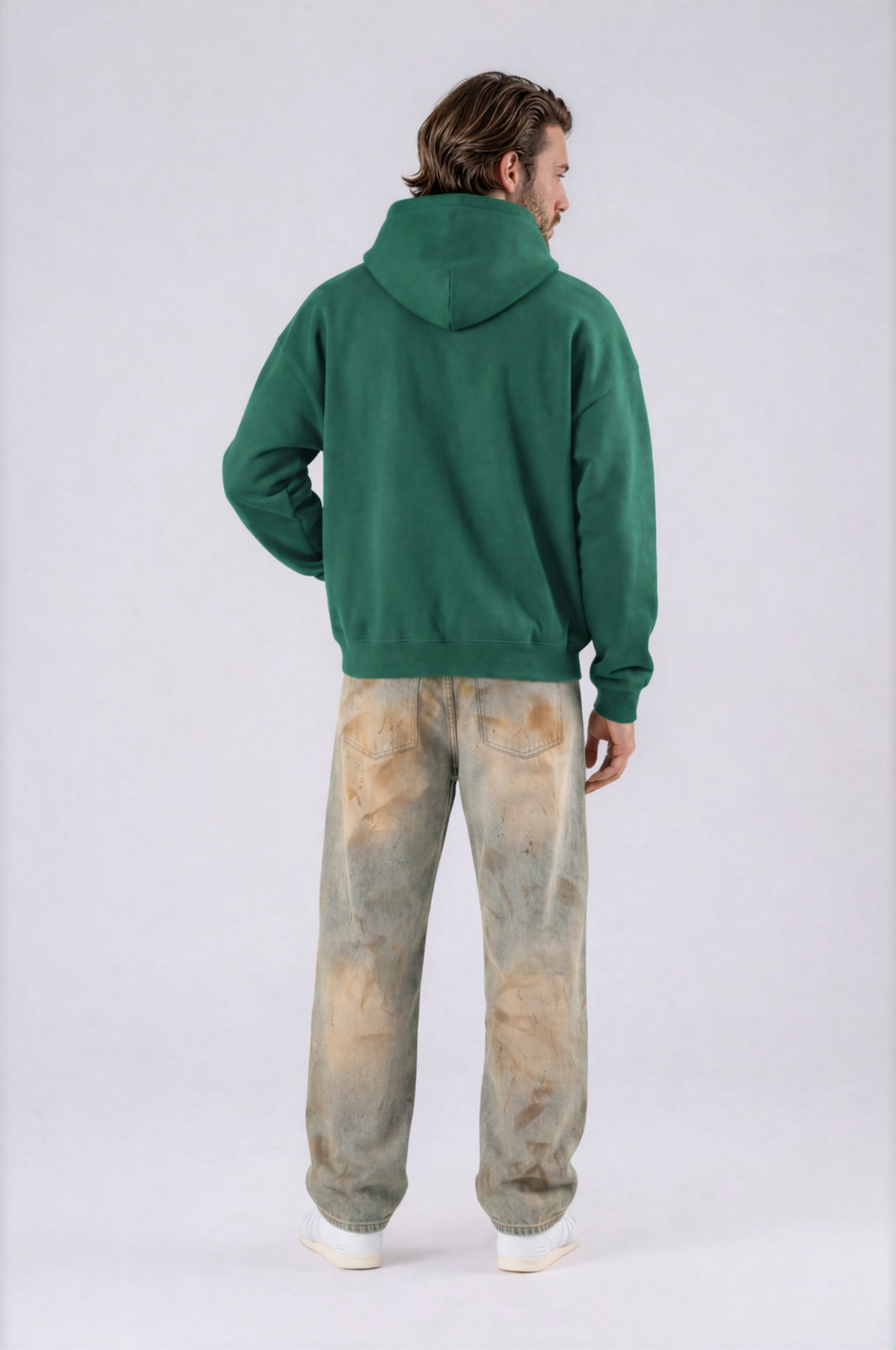 Spooky Logo Oversized Boxy Hoodie - Dark Green - back - m