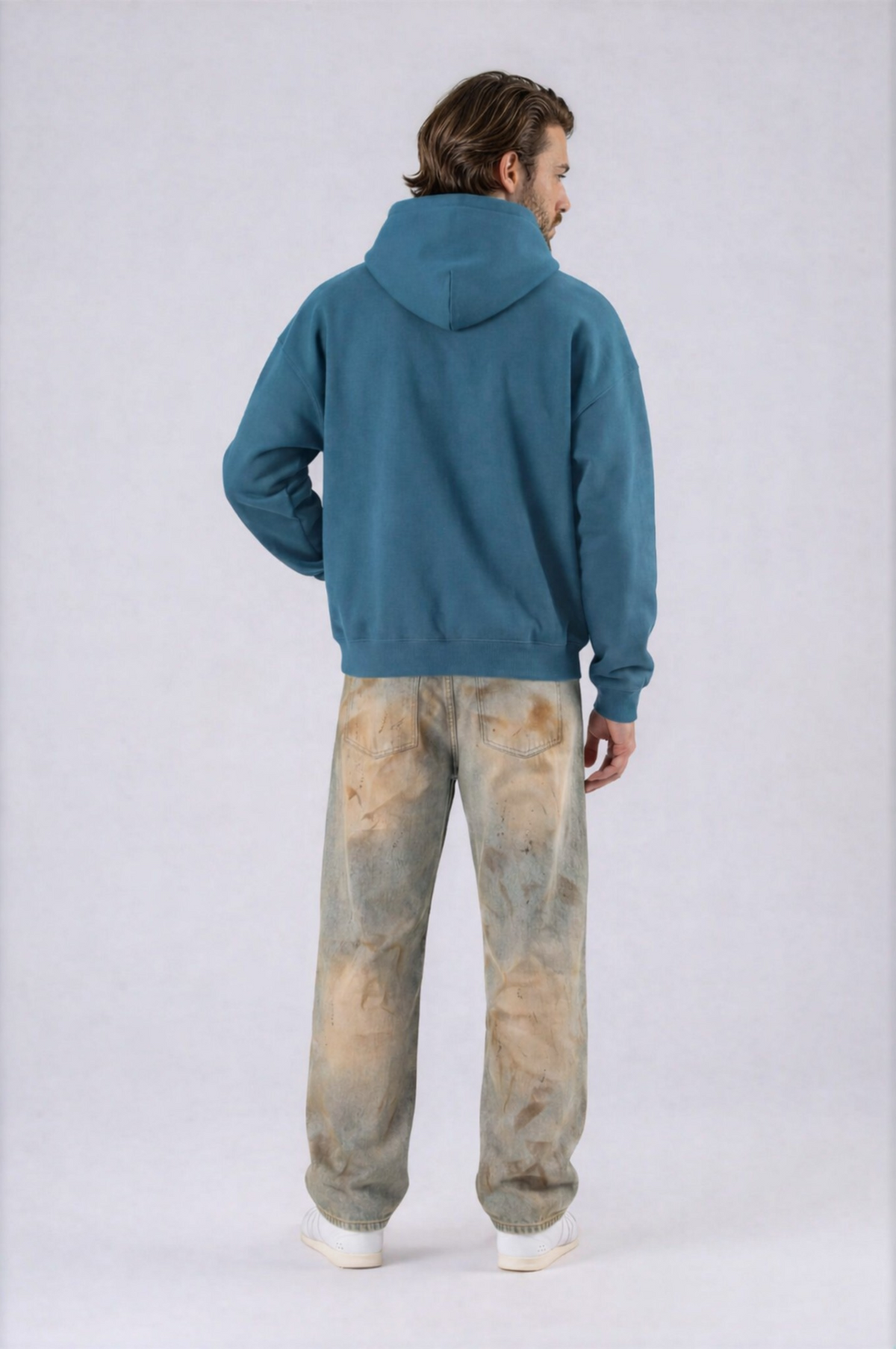 Spooky Logo Oversized Boxy Hoodie - Haze Blue - back - m
