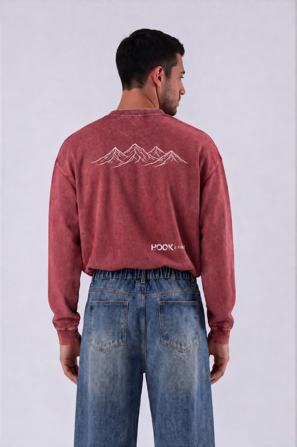 Oversized Mountain Tee - Red - back - m
