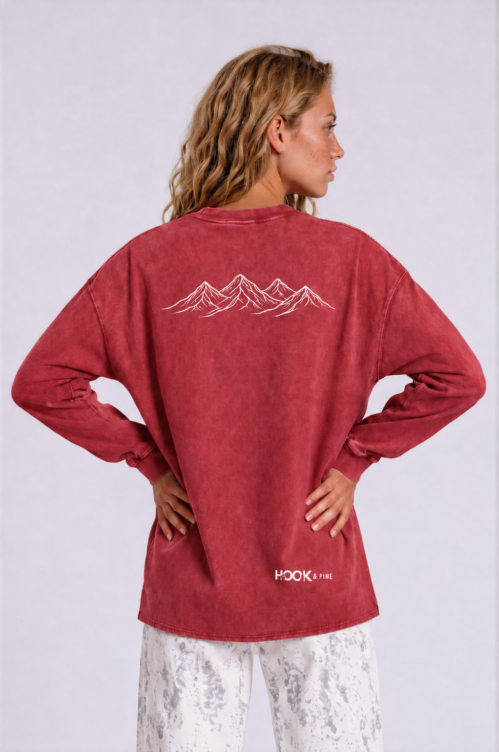 Oversized Mountain Tee - Red - back - w